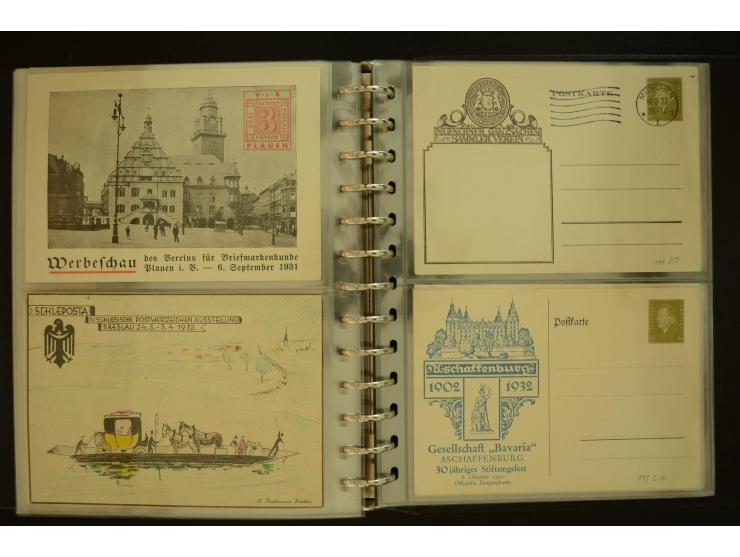 1921/1942, umfangreiche Sammlung mit ca. 450 ungebrauchten und gebrauchten Privatpost-Ganzsachenkarten mit Schwerpunkt III. R