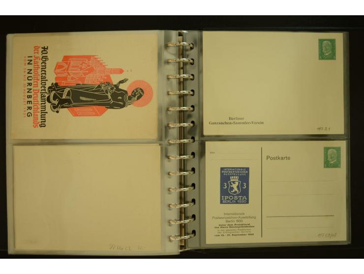 1921/1942, umfangreiche Sammlung mit ca. 450 ungebrauchten und gebrauchten Privatpost-Ganzsachenkarten mit Schwerpunkt III. R