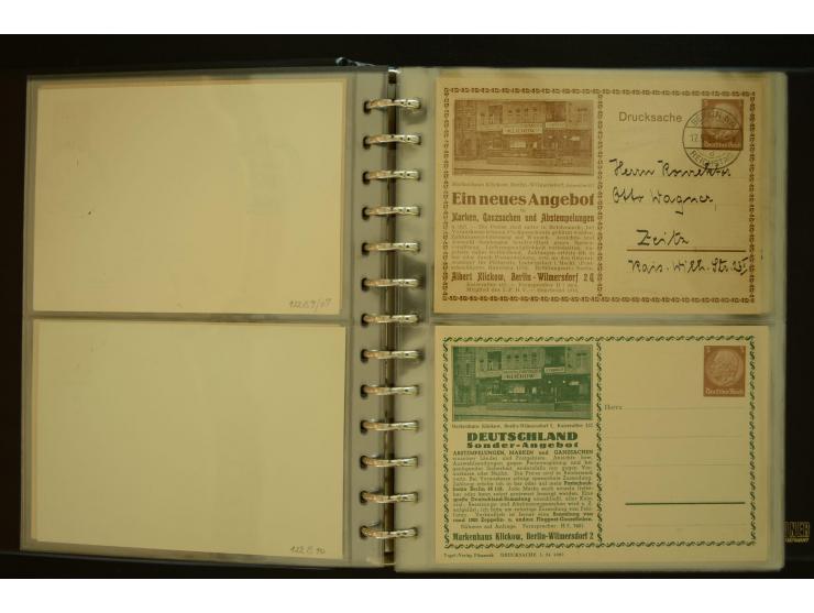1921/1942, umfangreiche Sammlung mit ca. 450 ungebrauchten und gebrauchten Privatpost-Ganzsachenkarten mit Schwerpunkt III. R