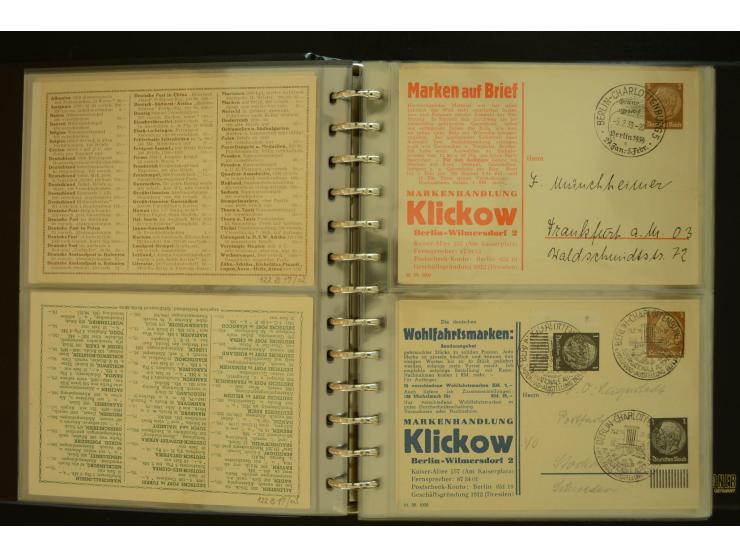 1921/1942, umfangreiche Sammlung mit ca. 450 ungebrauchten und gebrauchten Privatpost-Ganzsachenkarten mit Schwerpunkt III. R