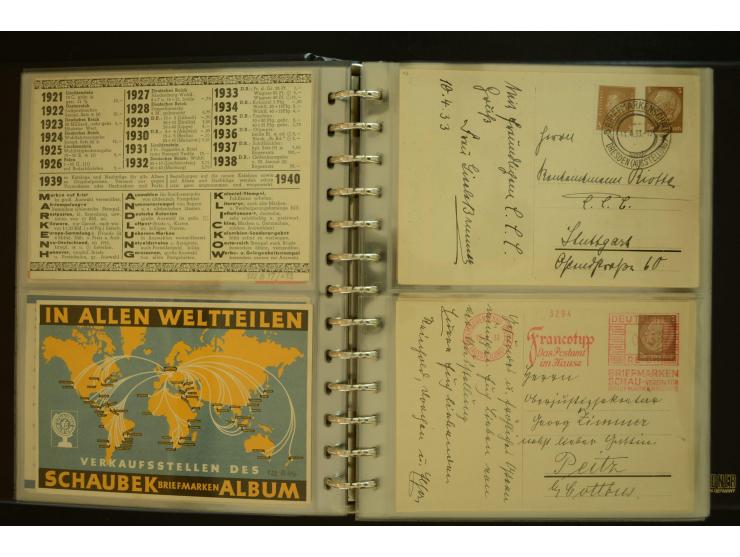 1921/1942, umfangreiche Sammlung mit ca. 450 ungebrauchten und gebrauchten Privatpost-Ganzsachenkarten mit Schwerpunkt III. R