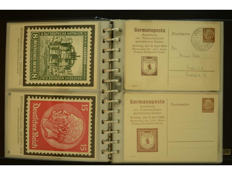 1921/1942, umfangreiche Sammlung mit ca. 450 ungebrauchten und gebrauchten Privatpost-Ganzsachenkarten mit Schwerpunkt III. R