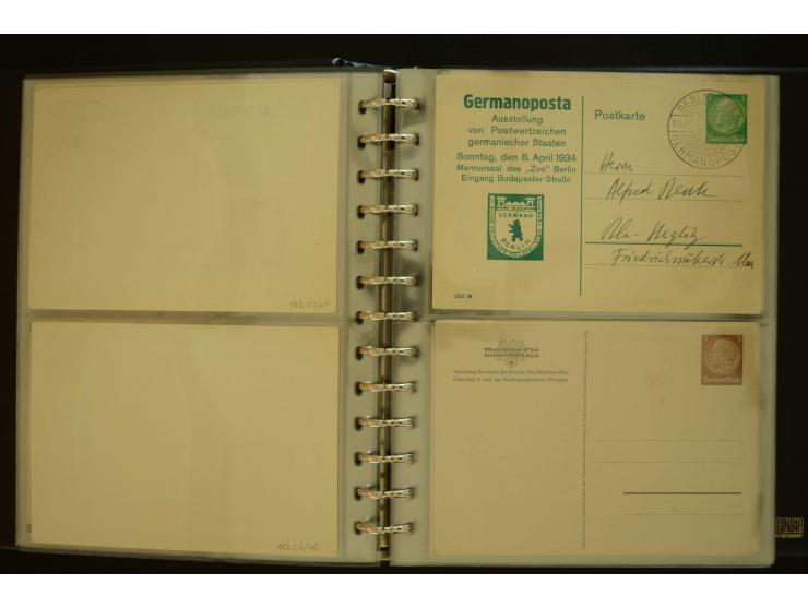 1921/1942, umfangreiche Sammlung mit ca. 450 ungebrauchten und gebrauchten Privatpost-Ganzsachenkarten mit Schwerpunkt III. R
