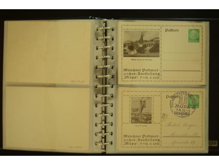 1921/1942, umfangreiche Sammlung mit ca. 450 ungebrauchten und gebrauchten Privatpost-Ganzsachenkarten mit Schwerpunkt III. R