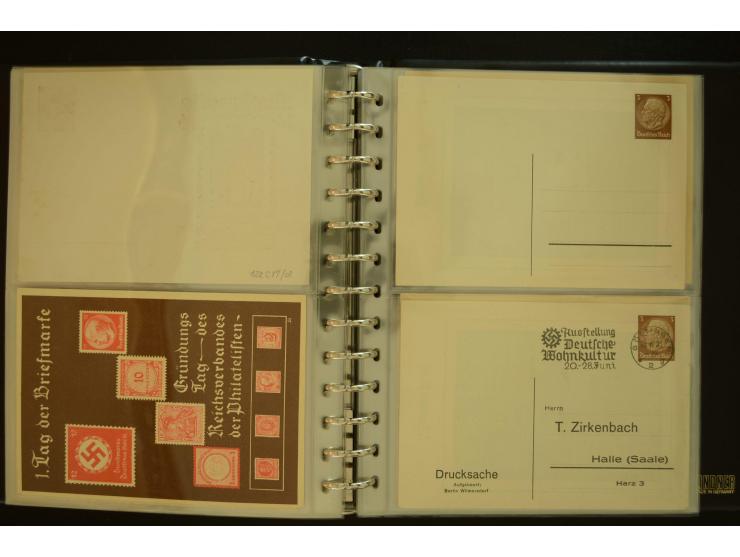 1921/1942, umfangreiche Sammlung mit ca. 450 ungebrauchten und gebrauchten Privatpost-Ganzsachenkarten mit Schwerpunkt III. R