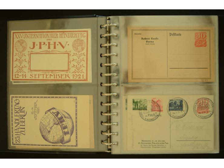 1921/1942, umfangreiche Sammlung mit ca. 450 ungebrauchten und gebrauchten Privatpost-Ganzsachenkarten mit Schwerpunkt III. R