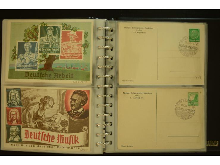 1921/1942, umfangreiche Sammlung mit ca. 450 ungebrauchten und gebrauchten Privatpost-Ganzsachenkarten mit Schwerpunkt III. R