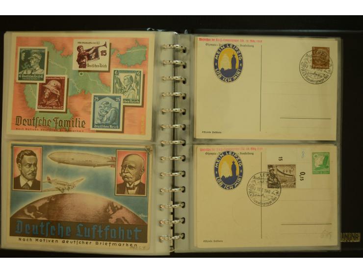 1921/1942, umfangreiche Sammlung mit ca. 450 ungebrauchten und gebrauchten Privatpost-Ganzsachenkarten mit Schwerpunkt III. R
