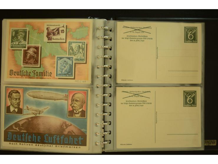 1921/1942, umfangreiche Sammlung mit ca. 450 ungebrauchten und gebrauchten Privatpost-Ganzsachenkarten mit Schwerpunkt III. R