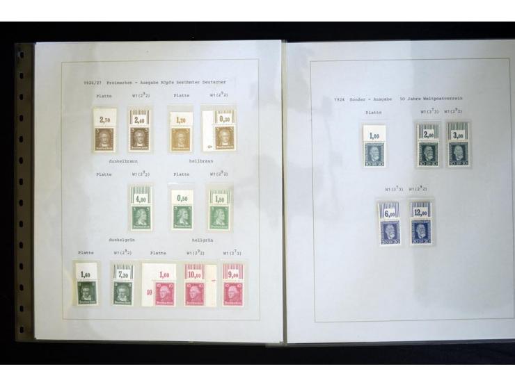 1923/1932, ungebrauchte und postfrische Sammlung "Oberränder" mit den Serien "Rentenpfennig", "Reichsadler", "Berühmte Männer