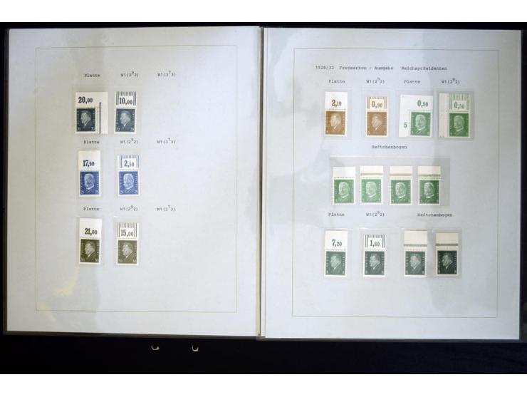 1923/1932, ungebrauchte und postfrische Sammlung "Oberränder" mit den Serien "Rentenpfennig", "Reichsadler", "Berühmte Männer