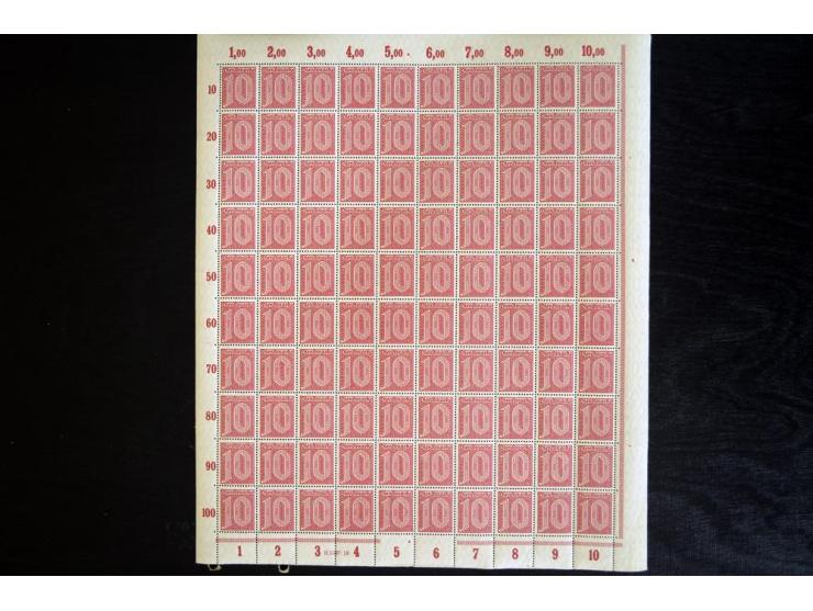 1920, Ziffern 3Pfg.-5 M., je per 100 in postfrischen Bogen (Mi.-Nr. 23-33; Mi. ohne HAN etc. 4.200,-)