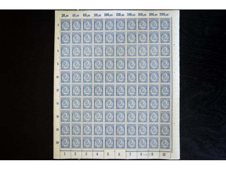 1920, Ziffern 3Pfg.-5 M., je per 100 in postfrischen Bogen (Mi.-Nr. 23-33; Mi. ohne HAN etc. 4.200,-)