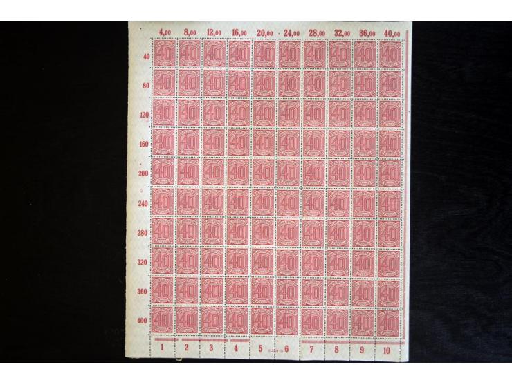 1920, Ziffern 3Pfg.-5 M., je per 100 in postfrischen Bogen (Mi.-Nr. 23-33; Mi. ohne HAN etc. 4.200,-)
