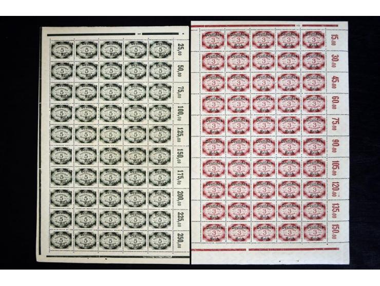 1920, Abschiedsausgabe 5-90 Pfg., je per 50 im postfrischen Bogenteil (Mi.-Nr. 34-45; Mi. ohne HAN etc. 4.250,-)