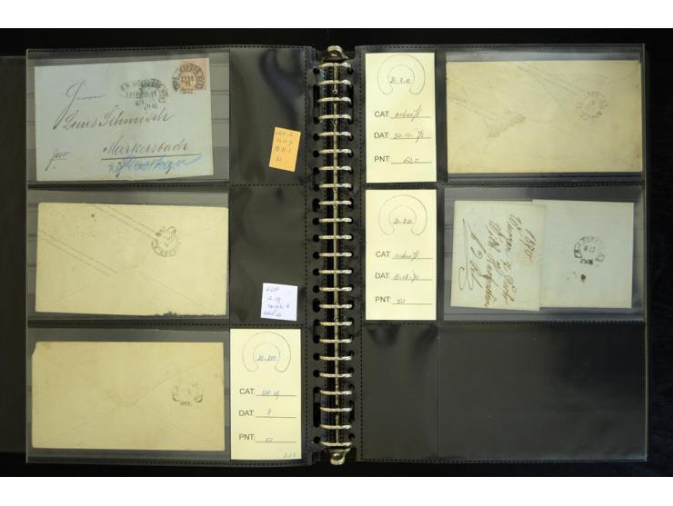 1865/1878, umfangreiche Sammlung von Berlin bis Zabern mit rund 300 Briefen und einigen hundert Briefstücken und losen Marken