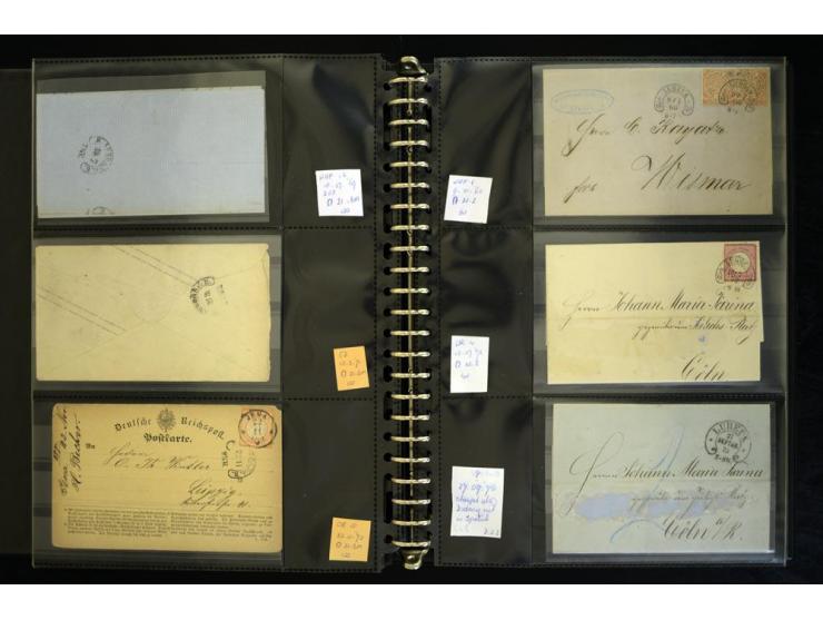1865/1878, umfangreiche Sammlung von Berlin bis Zabern mit rund 300 Briefen und einigen hundert Briefstücken und losen Marken