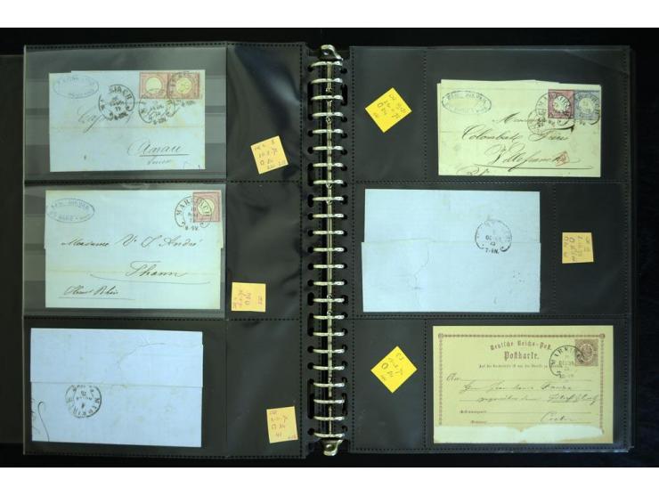 1865/1878, umfangreiche Sammlung von Berlin bis Zabern mit rund 300 Briefen und einigen hundert Briefstücken und losen Marken