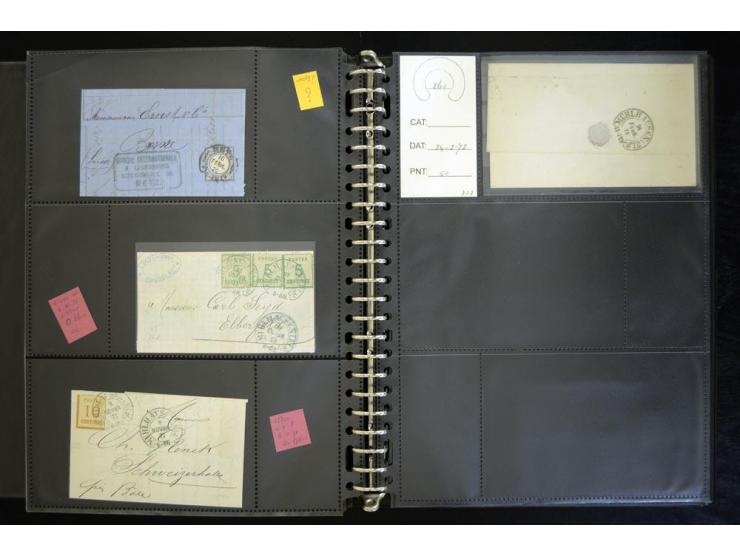 1865/1878, umfangreiche Sammlung von Berlin bis Zabern mit rund 300 Briefen und einigen hundert Briefstücken und losen Marken