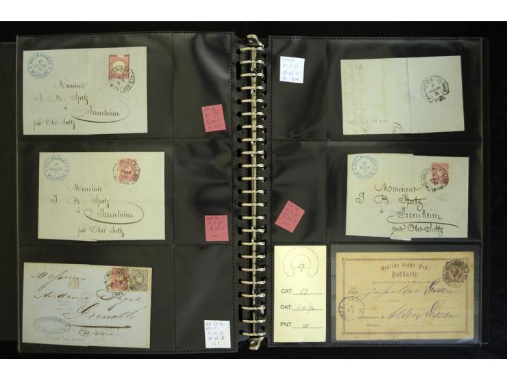 1865/1878, umfangreiche Sammlung von Berlin bis Zabern mit rund 300 Briefen und einigen hundert Briefstücken und losen Marken