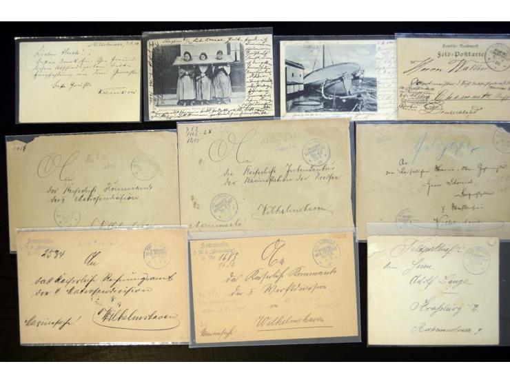 1898/1915, ca. 75 Briefe, Karten und Ganzsachen mit Marine-Schiffpoststempeln aus dem Bereich der Dt. Auslandspostämter und K