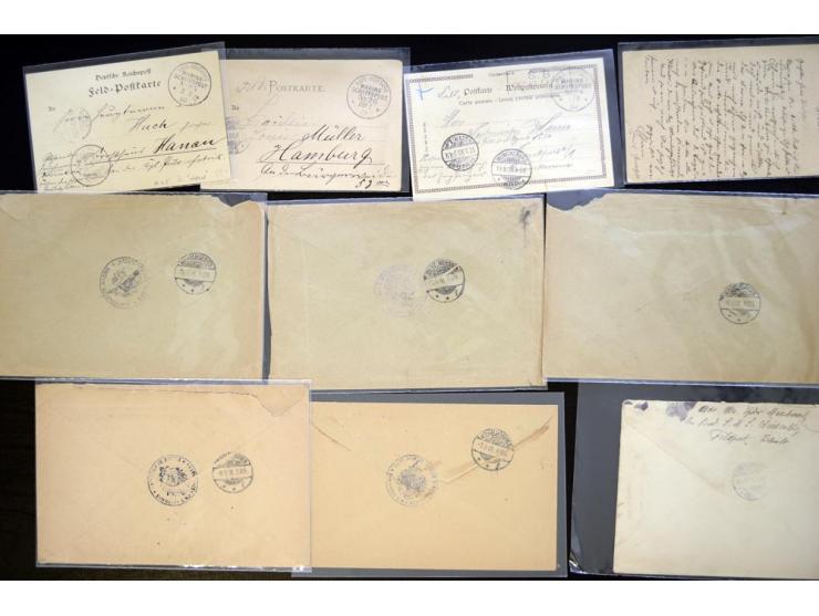 1898/1915, ca. 75 Briefe, Karten und Ganzsachen mit Marine-Schiffpoststempeln aus dem Bereich der Dt. Auslandspostämter und K