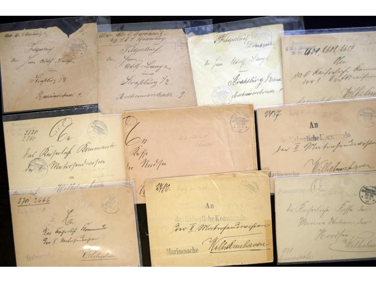 1898/1915, ca. 75 Briefe, Karten und Ganzsachen mit Marine-Schiffpoststempeln aus dem Bereich der Dt. Auslandspostämter und K