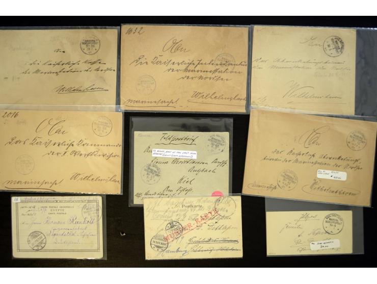 1898/1915, ca. 75 Briefe, Karten und Ganzsachen mit Marine-Schiffpoststempeln aus dem Bereich der Dt. Auslandspostämter und K