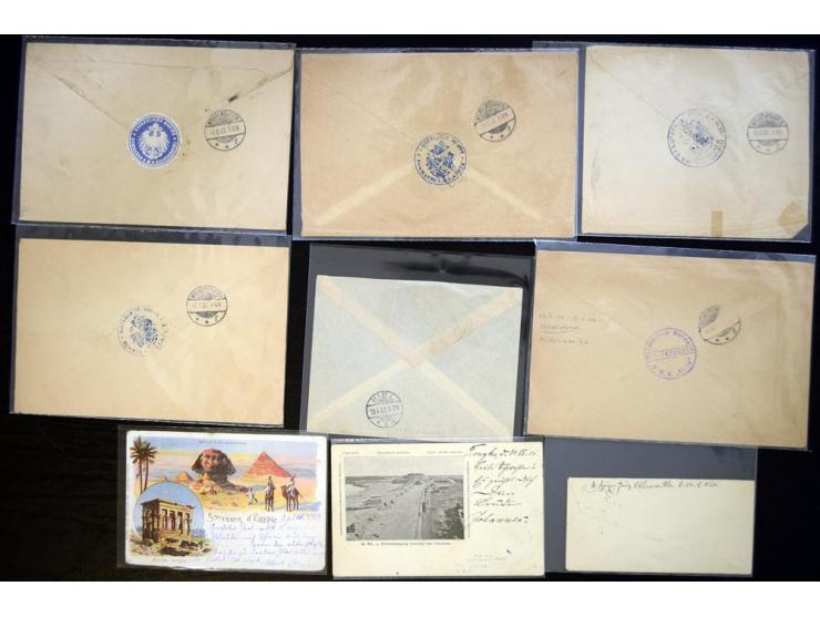1898/1915, ca. 75 Briefe, Karten und Ganzsachen mit Marine-Schiffpoststempeln aus dem Bereich der Dt. Auslandspostämter und K