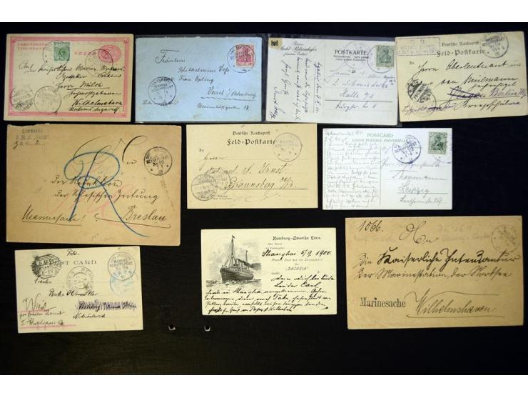 1898/1915, ca. 75 Briefe, Karten und Ganzsachen mit Marine-Schiffpoststempeln aus dem Bereich der Dt. Auslandspostämter und K