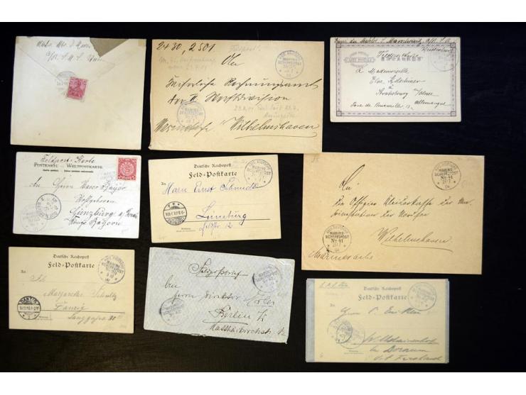 1898/1915, ca. 75 Briefe, Karten und Ganzsachen mit Marine-Schiffpoststempeln aus dem Bereich der Dt. Auslandspostämter und K