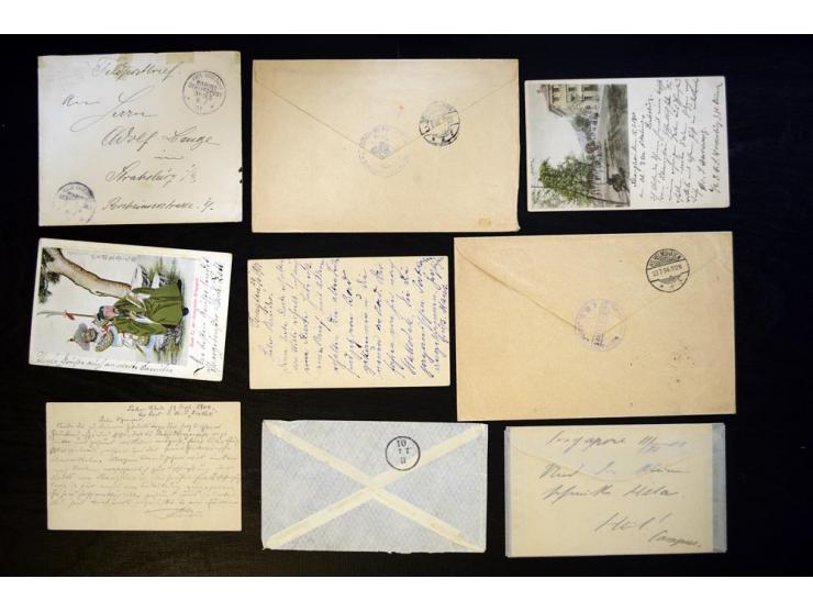 1898/1915, ca. 75 Briefe, Karten und Ganzsachen mit Marine-Schiffpoststempeln aus dem Bereich der Dt. Auslandspostämter und K