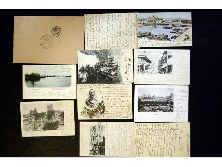 1898/1915, ca. 75 Briefe, Karten und Ganzsachen mit Marine-Schiffpoststempeln aus dem Bereich der Dt. Auslandspostämter und K