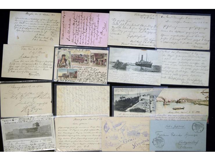 1898/1915, ca. 75 Briefe, Karten und Ganzsachen mit Marine-Schiffpoststempeln aus dem Bereich der Dt. Auslandspostämter und K