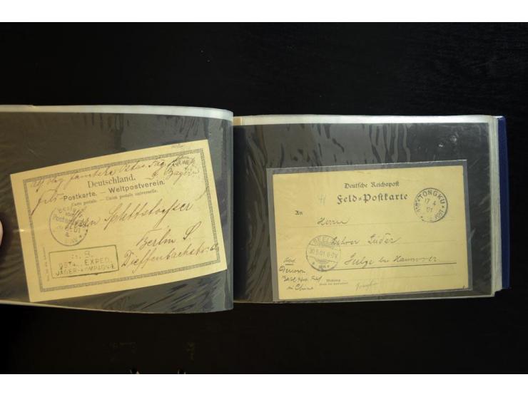 1900/1902, kleine Sammlung mit 27 Karten und Briefen inkl. wenigen frankierten Belegen, dabei u.a. Feldpost-Nr. 9 und 10, ver
