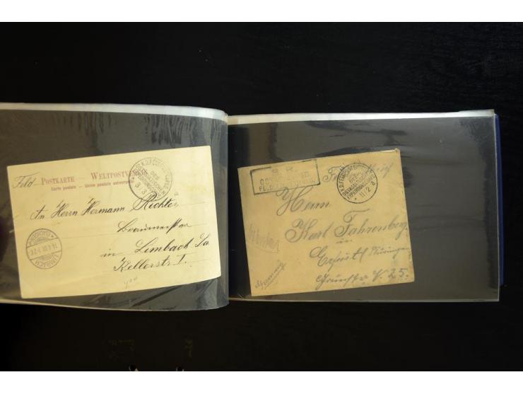 1900/1902, kleine Sammlung mit 27 Karten und Briefen inkl. wenigen frankierten Belegen, dabei u.a. Feldpost-Nr. 9 und 10, ver