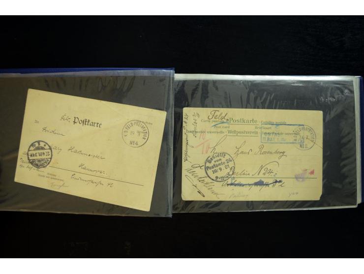 1900/1902, kleine Sammlung mit 27 Karten und Briefen inkl. wenigen frankierten Belegen, dabei u.a. Feldpost-Nr. 9 und 10, ver