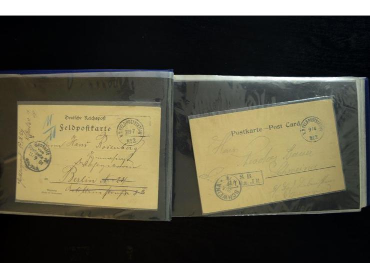 1900/1902, kleine Sammlung mit 27 Karten und Briefen inkl. wenigen frankierten Belegen, dabei u.a. Feldpost-Nr. 9 und 10, ver