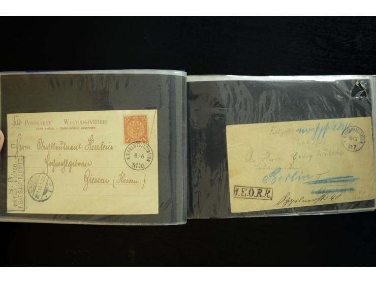 1900/1902, kleine Sammlung mit 27 Karten und Briefen inkl. wenigen frankierten Belegen, dabei u.a. Feldpost-Nr. 9 und 10, ver