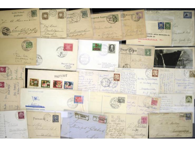 1871/1960 (ca.), einige hundert Briefe, Karten und Ganzsachen mit Deutschen-Schiffspoststempeln, dabei frühe Anlandungsstempe