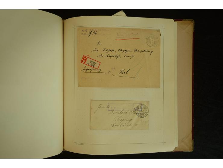1896/1918, umfangreiche Sammlung mit über 670 Briefen, Karten und Ganzsachen, dabei viel frühe Post inkl. Post aus den Koloni