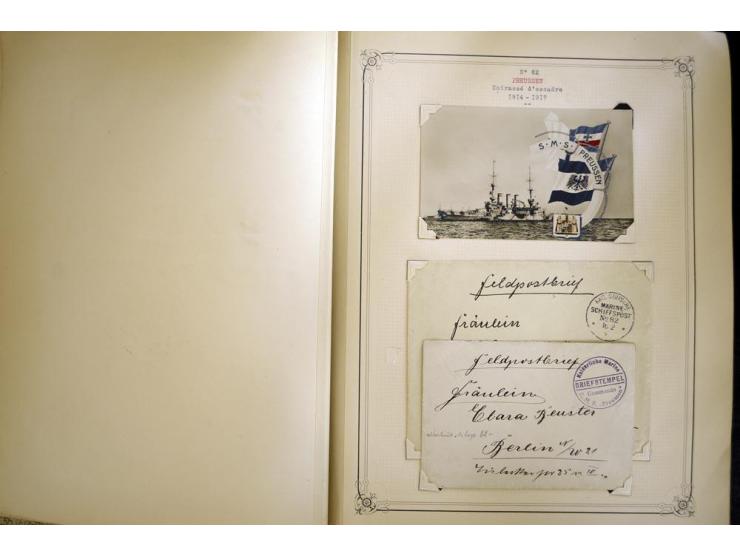 1914/1918, interessante Sammlung mit ca. 380 Briefen und Karten auf Albenblättern mit frz. Beschriftung, dabei bessere Nummer