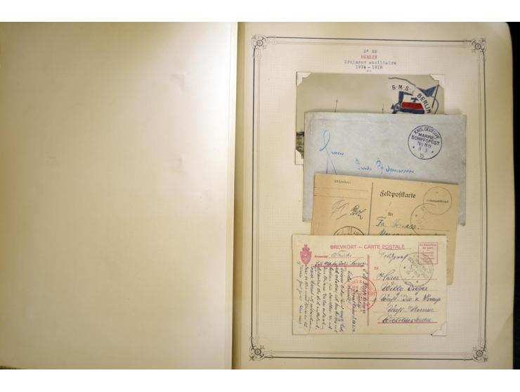 1914/1918, interessante Sammlung mit ca. 380 Briefen und Karten auf Albenblättern mit frz. Beschriftung, dabei bessere Nummer