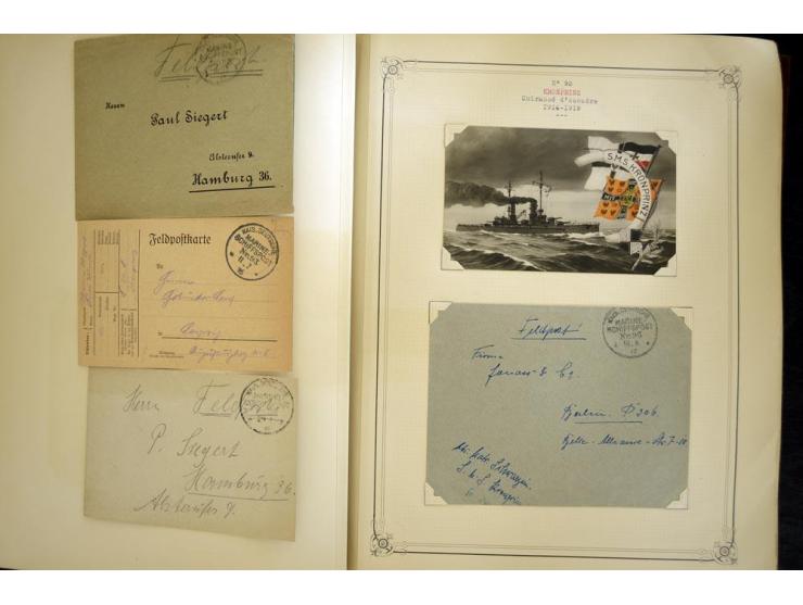 1914/1918, interessante Sammlung mit ca. 380 Briefen und Karten auf Albenblättern mit frz. Beschriftung, dabei bessere Nummer