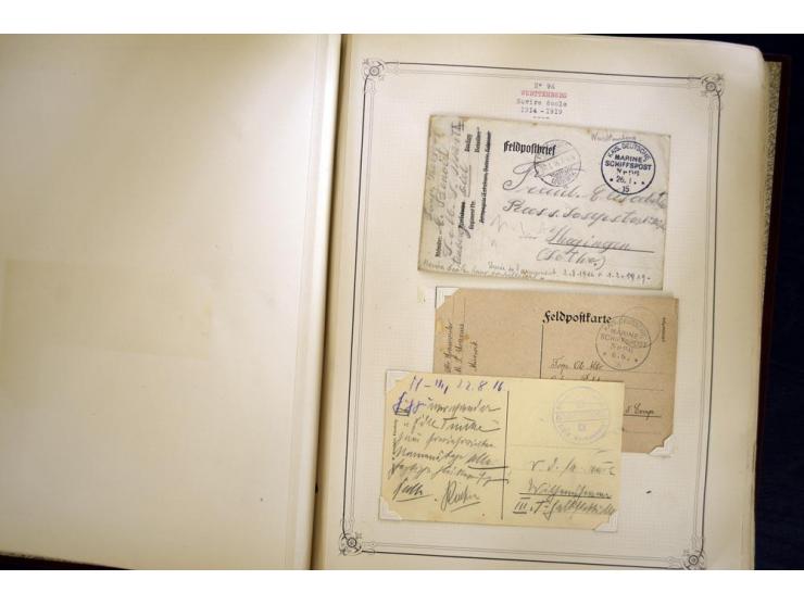 1914/1918, interessante Sammlung mit ca. 380 Briefen und Karten auf Albenblättern mit frz. Beschriftung, dabei bessere Nummer