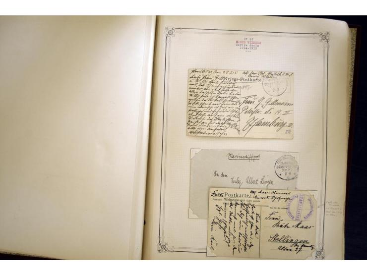 1914/1918, interessante Sammlung mit ca. 380 Briefen und Karten auf Albenblättern mit frz. Beschriftung, dabei bessere Nummer
