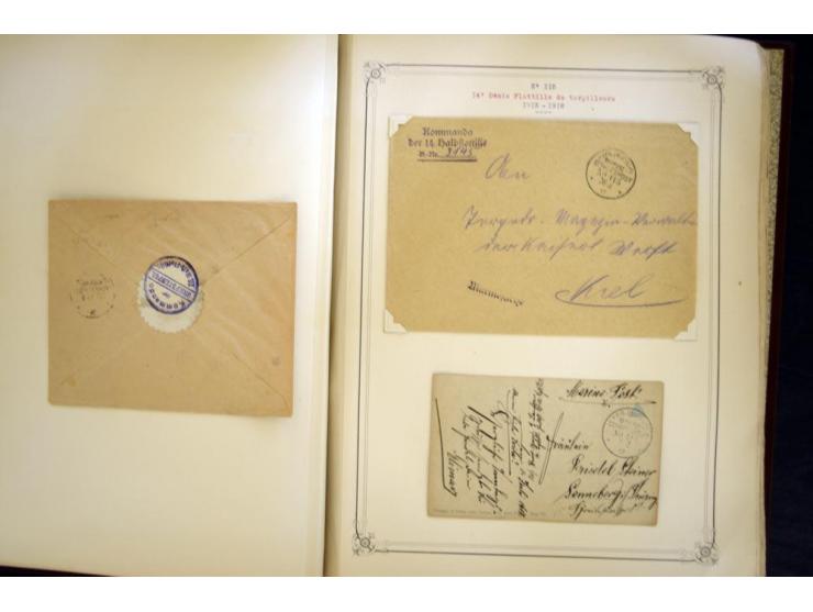 1914/1918, interessante Sammlung mit ca. 380 Briefen und Karten auf Albenblättern mit frz. Beschriftung, dabei bessere Nummer