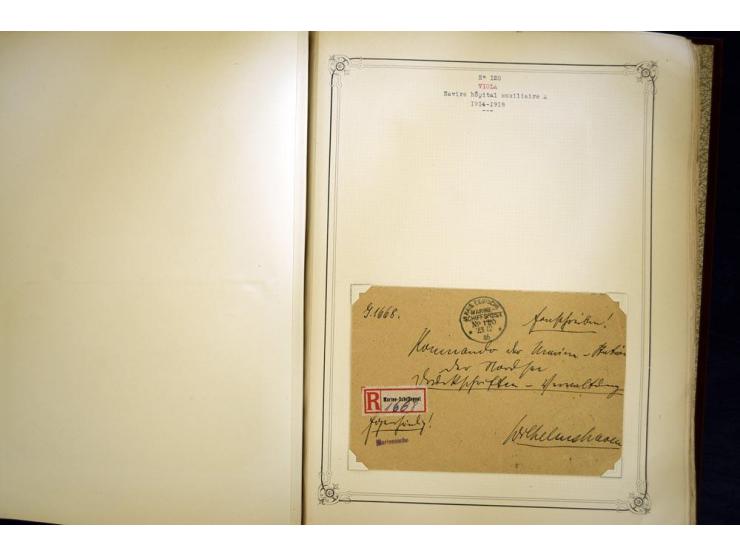 1914/1918, interessante Sammlung mit ca. 380 Briefen und Karten auf Albenblättern mit frz. Beschriftung, dabei bessere Nummer