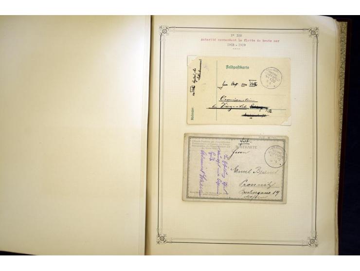 1914/1918, interessante Sammlung mit ca. 380 Briefen und Karten auf Albenblättern mit frz. Beschriftung, dabei bessere Nummer