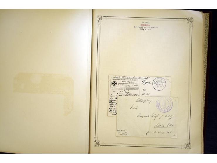 1914/1918, interessante Sammlung mit ca. 380 Briefen und Karten auf Albenblättern mit frz. Beschriftung, dabei bessere Nummer